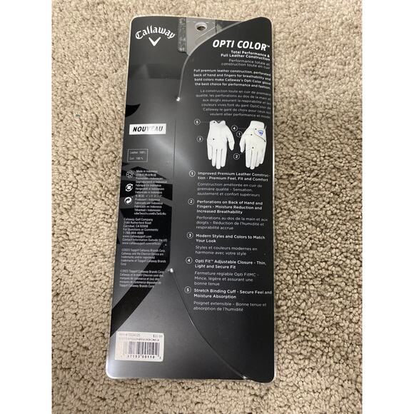 New Callaway Men's Opti Color RIGHT Handed Golf Glove, Snow Camo Size Medium - Picture 2 of 2